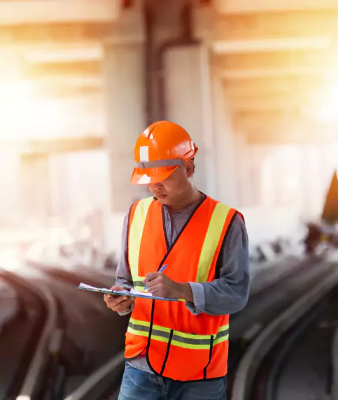 Site Worker Writing on Clipboard