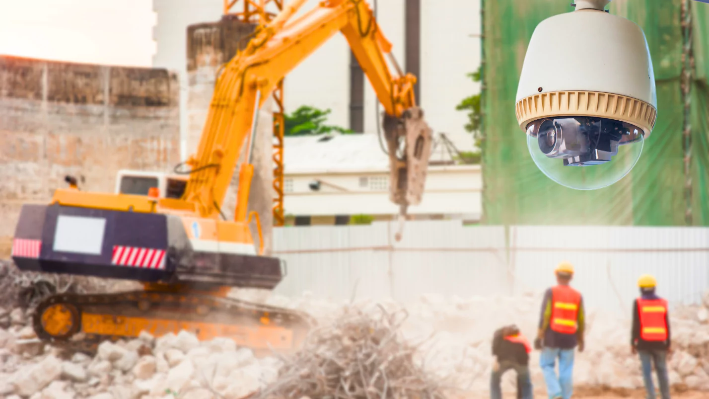 CCTV camera overseeing construction site.