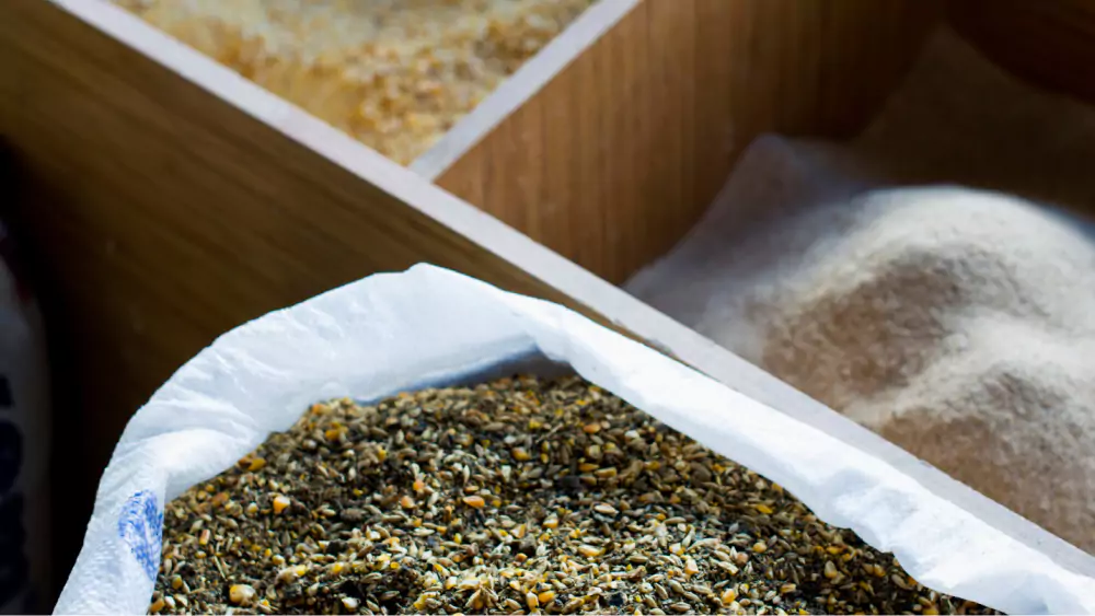 A wooden box filled with spices.