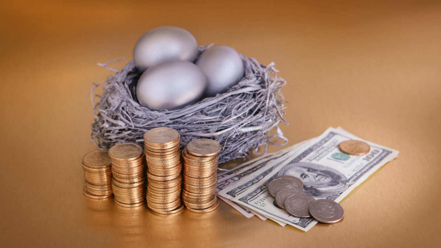 A nest with silver eggs and money