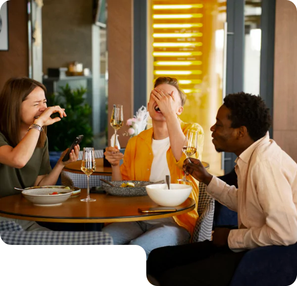 Customers Enjoying their Meal in Restaurant