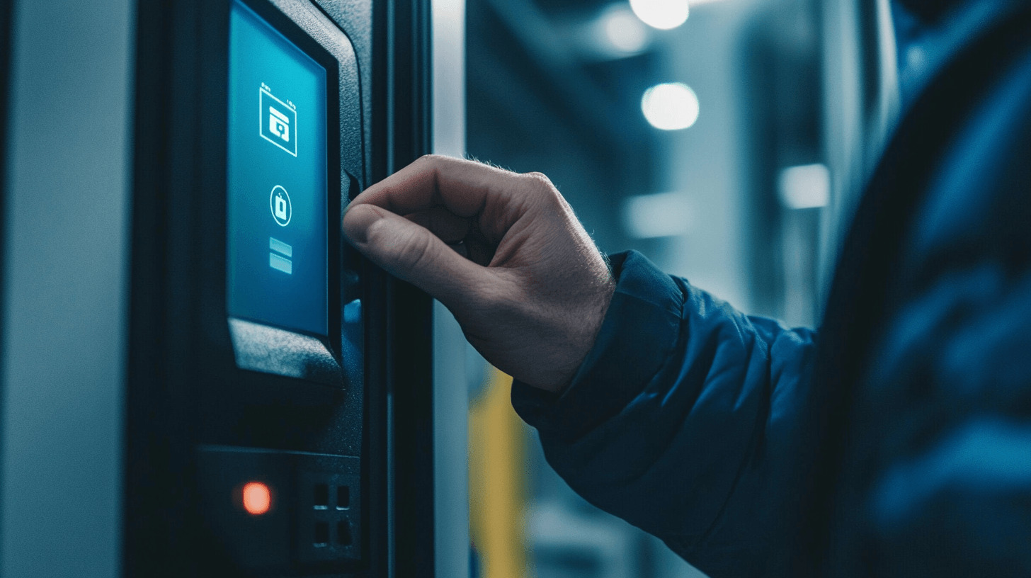 Man Touching the Device Screen Close-up