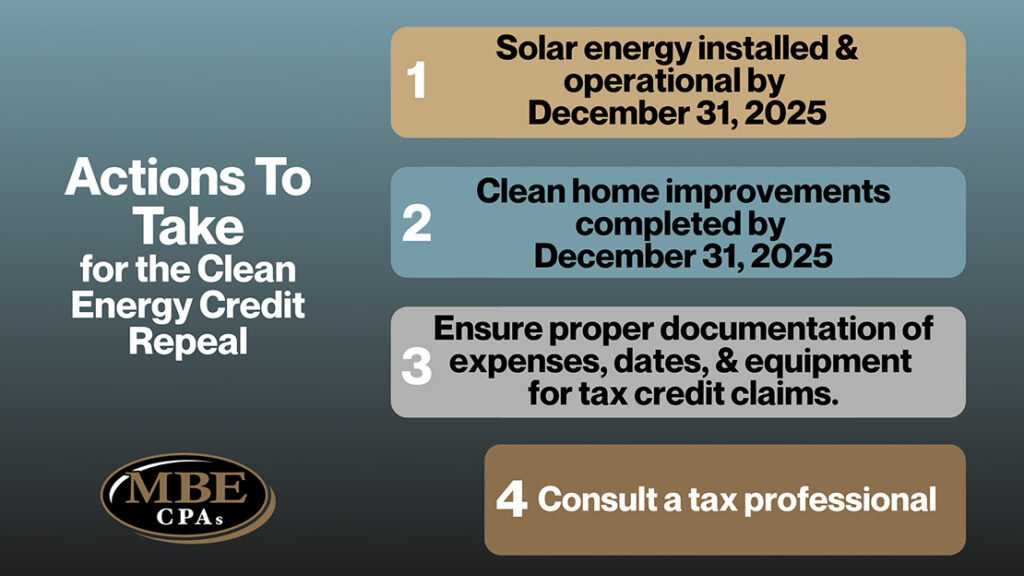 2025 Ends the Clean Energy Tax Credits | MBE CPAs