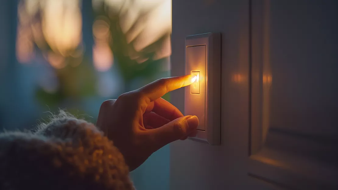 A finger pressing a light switch