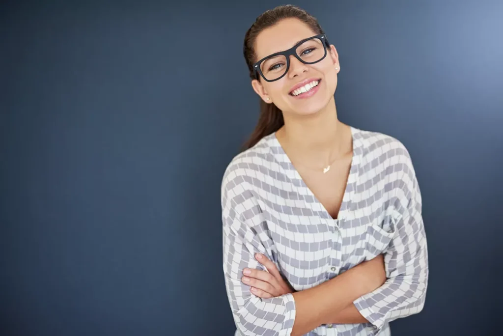 Woman with Glasses Smiling