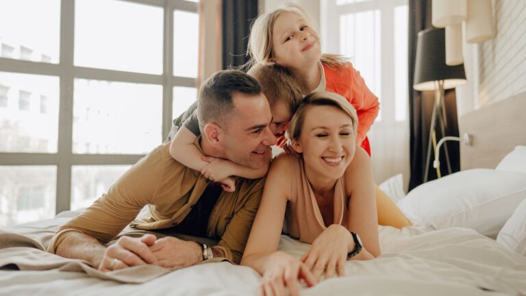 A family of four spending time together