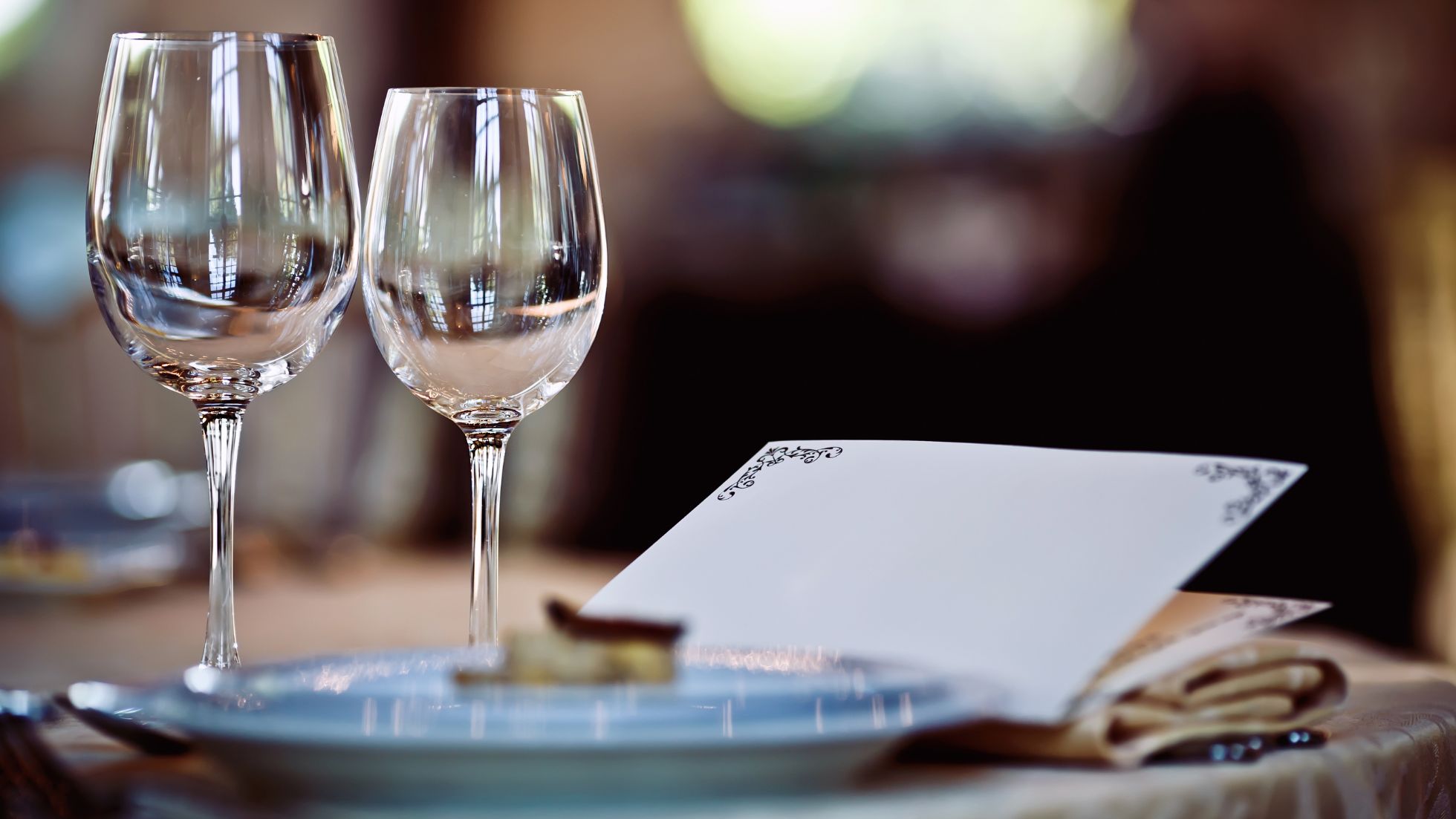Two Wine Glasses on a Table