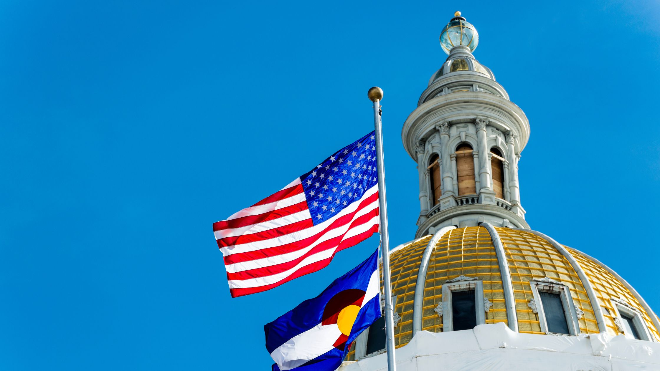 United States of America Flag and Colorado State Flag